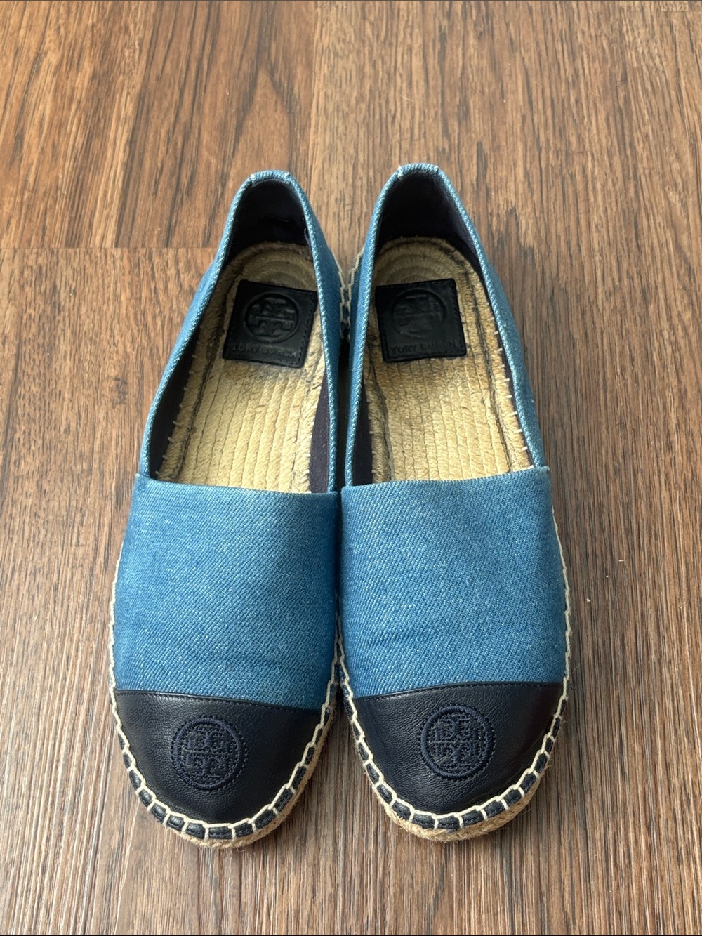 Tory Burch Color Block Flat Espadrille in Denim & Perfect Navy